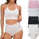 Womens Underwear Cotton Tummy Control High Waisted Underwear Soft Breathable Full Coverage Panties Multipack (L)