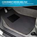 Premium 4 Piece Set of Carpet Car Floor Mats with Vinyl Safety Heel Pad for Car, Truck, SUV, Coupe Sedan, Black (MT-100-BK) Pack of 1