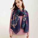 Acotavie Scarfs for Women Dressy Fashion Scarves Long Floral Pattern Scarf Lightweight Sunscreen Shawls (C002 Purple)