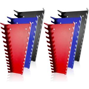 ALOANES 78-Slot Metal Wrench Organizer, Heavy Duty Wrench Organizer Tray for Tool Box, Professioanl Fit SAE & Metric Wrench Storage, 6 Pack Wrench Holders(3 Colors)