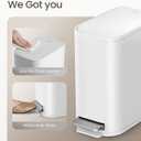 Cesun Small Bathroom Trash Can with Lid Soft Close, Step Pedal, 5 Liter / 1.3 Gallon Stainless Steel Garbage Can with Removable Inner Bucket, Waste Basket for Bathroom, Bedroom (White)
