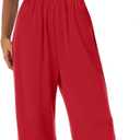 Womens Tube Top Jumpsuits Strapless Belted Wide Leg Bustier Jumpsuit Backless Baggy Long Pants Rompers with Pockets (Medium, Red)