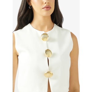 Women's 2025 Summer Casual Sleeveless Suit Vest Round Neck Button Down Work Business Waistcoat Blazer Vest Top, XL