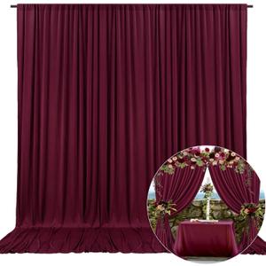 10 x 7 Feet Burgundy Backdrop Curtain for Partie, Background Curtains for Photoshoot, Birthday, Wedding, Halloween, Thanksgiving, Christmas Day, New Year Party Decorations 5Ft x 7Ft, 2 Panels