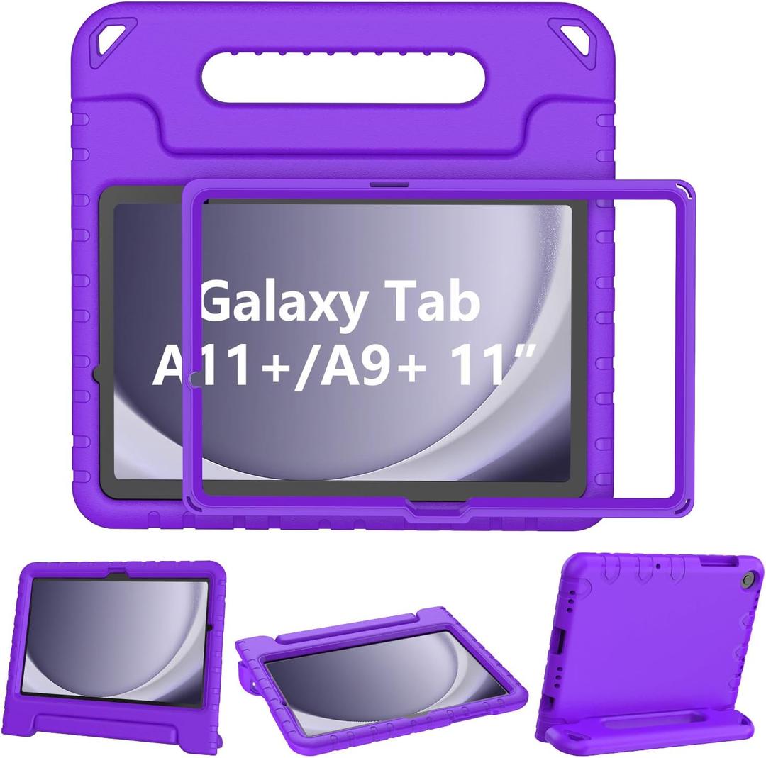 LTROP Kids Case for Samsung Galaxy Tab A11 Plus 2025 / A9 Plus 11 Inch 2023 with Built-in Screen Protector, Shockproof Convertible Handle Stand Galaxy Tab A11+ / A9+ Case for Kids, Purple
