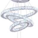 Crystal Chandeliers Modern LED Rings Pendant Light Adjustable Stainless Steel Ceiling Light Fixture for Living Room Dining Room Bedroom (Cool White)