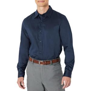 Amazon Essentials Men's Regular Fit Long Sleeve Wrinkle Resistant Stretch Dress Shirt XL