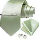 DiBanGu Men's Satin Suit Vest & Tie Set 5PCS Solid Color Dress Waistcoat for Suit or Tuxedo Wedding Party (XL)