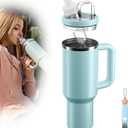 Tumbler Adapter Compatible with Stanley and Flavors Cartridges | Fits 30oz & 20oz Stanley Quencher H2.0 Tumblers | Direct Fit, Food-Grade Leak-Proof Silicone, Replacement Lid (Seafoam)