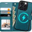 OCASE for iPhone 16 Pro Case Detachable Wallet Case with Card Holder, 2 in 1 Pu Leather Flip Folio with RFID Blocking Stand Wrist Strap Shockproof Phone Cover 6.3 Inch 2024, Peacock Blue