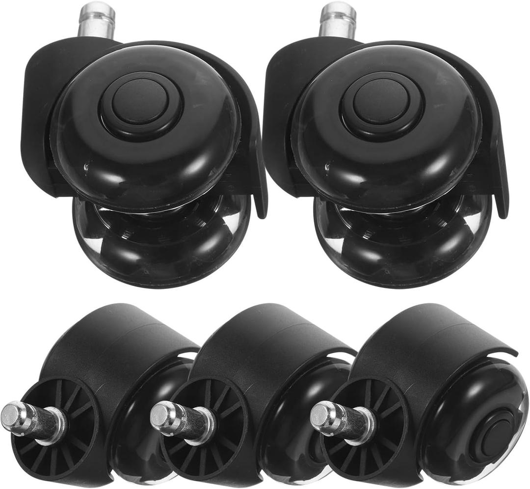 2 Inch Office Chair Casters Wheels Heavy Duty, 5 pcs Chair Wheel Replacement, Mute Rubber Rotating Desk Chair Wheels for All Floor, Smooth & Quiet Caster, Universal Standard Stem Size Fits 99%