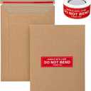 100 Pack 5x6.9" Rigid Mailers Cardboard Envelopes, 400GSM Kraft Photo Mailers Shipping Envelope with "DO NOT BEND" Labels, Small Stay Flat Self Seal Document Envelope for Trading Cards- Brown