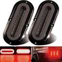 2Pcs 6" inch Smoked Lens Oval Red Halo 52 LEDs Trailer Lights w/Flange Surface Mount Brake Stop Running Turn Signal Tail LightPatented Submersible IP67 for Boat Truck/RV/Van, DC 12V