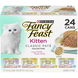 Purina Fancy Feast Tender Ocean Whitefish, Turkey, Chicken and Salmon Feasts Wet Kitten Food Variety Pack - (Pack of 24) 3 oz. Boxes (EXP 02/29/28)