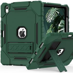 Case for iPad (A16) 11th/10th Generation 11/10.9 inch 2025/2022, Heavy Duty Military Grade Shockproof Rugged Cover with Pencil Holder/Stand for i Pad 11th / 10 th Gen(Deep Green)