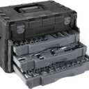 Amazon Basics 287-Piece Mechanic Socket Set with Quick-Release Ratchets, Wrenches, Bits, 1/4" 3/8" 1/2", Metric and SAE, 3-Drawer Case, for Auto and Machine Repairs