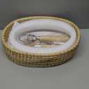 Bread Basket with Warming Stone with Cotton Cloths - Terracotta Bread Warmer Stone - 12.7 x 3.7 x 8.2 Inch Large Traditional Bread Warming Set - Gifts for Bakers Woman Hostess House Warming