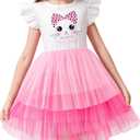 LQSZ Girls Tulle Dresses Princess Flutter Sleeve Tutu Dress for Toddler Girl 3-12 Years (4-5T)