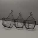 MyGift Set of 3, Farmhouse Copper Metal Wire Mesh Wall Hanging Baskets, Wall-Mounted Storage Basket, Decorative Kitchen Fruit Wall Basket Produce Holder