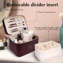 Makeup Case, Large Capacity Leather Makeup Bag for Women,Large Capacity Waterproof Double Leather Cosmetic Case,Removable Compartment Travel Organizer