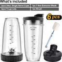 6pcs Cups Replacement and Blade Compatible with Ninja Blender, 24oz Ninja Cups for Blender and 7Fins Blade Replacement, Ninja Blender Replacement Parts for BL642-30 BL450-30 BL482-30 BL687CO-30 ect.