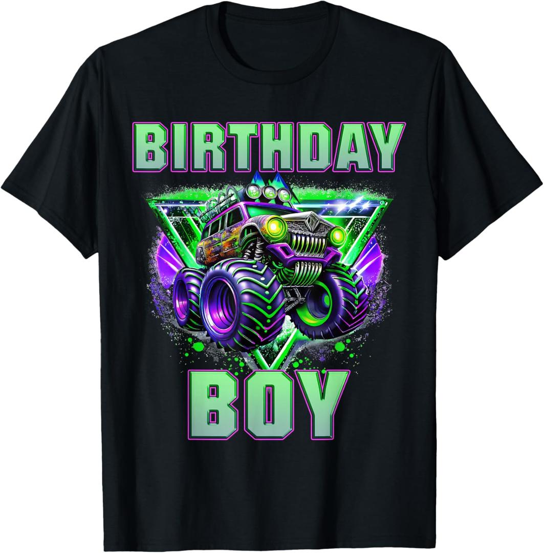 Birthday Boy Monster Truck Are My Jam Shirt Bday Party Kids T-Shirt, Small