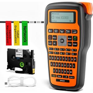 Vixic Industrial Label Maker, Heat Shrink-Labels Maker Waterproof-Labels for Cable Wire Network Office Labeling, E1000 Label Maker Machine with-Tape Electrician Label Makers Handheld Label Machine