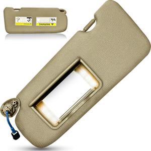 Left Driver Side Sun Visor for Honda CRV 2017 2018 2019 2020 2021 2022 Replace 83280-TLY-H11ZB with Vanity Light/with Makeup Mirror (Beige)