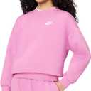 Nike Girls' Sportswear Club Fleece Oversized Sweatshirt (Small, Light Magenta/Light Magenta/White)