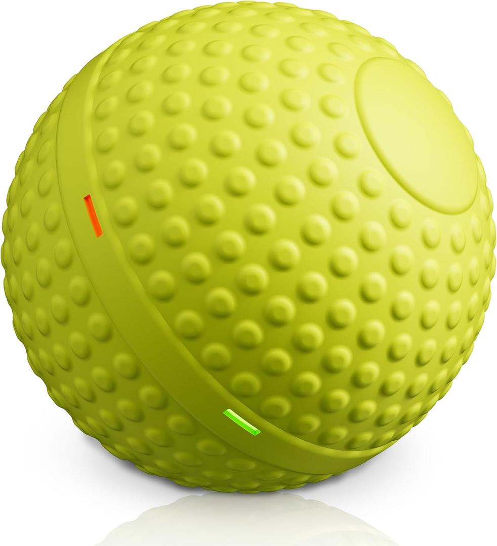 SNOYWEN Chew Resistant Smart Interactive Dog Balls, Durable Food-Grade Rubber Material, Automatic Moving, Bouncing, Rotating Toy with Light for Medium, Large Dogs, IPX7 Waterproof (Yellow)