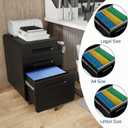 3 Drawer File Cabinet with Lock, Mobile Metal Filing Cabinet | for Letter/Legal/A4 Size, Under Desk Rolling Office Storage Cabinet, Fully Assembled, Black