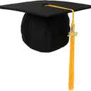 2 x Newrara Graduation Unisex Matte Adult Graduation Cap with Tassel (Black)