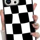 KANGHAR for iPhone 14 Pro Max Case Checkered Anti-Skid Aesthetic Cute Pattern Magnetic [Compatible wth Magsafe] + Screen Protector Slim Shockproof Full Body Protection for Girls Women