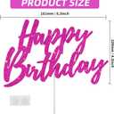 BEISHIDA Happy Birthday Cake Topper - Hot Pink Glitter, Perfect for Girl's Women's Birthday Parties, Reusable Keepsake