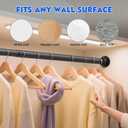 Black Closet Rod,17 to 51 Inches Adjustable Closet Rods for Hanging Clothes 1.3 Inch Diameter Heavy Duty Metal Closet Hanging Rod Closet Bar for Wardrobes,Closet, Bathroom, Windows