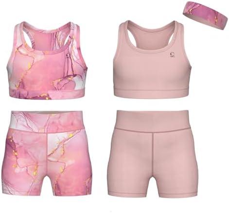 Essenclo Girls Clothing Athletic Sets Sleeveless Crop Tank Tops & Bike Shorts Cheer, Gymnastics, Volleyball Size 9-10 (1 Piece)