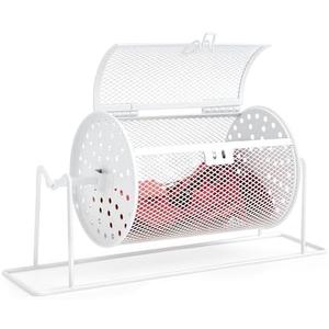 Teenyyou Small Raffle Drum Upgraded Ticket Spinner Holds 600 Tickets Raffle Wheel Spinner with Stand Drum Cage for Games Events (White)