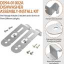 DD94-01002A Dishwasher Assembly Install Kit, Fits for Samsung Dishwashers Mounting Bracket, Replaces AP4450818 2077601 PS4222710 EAP4222710 for Granite or Countertops, 2 Brackets & 6 Screws