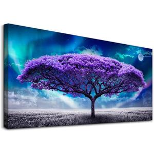Lapremoly Purple Wall Canvas art For Living Room Bedroom Pictures Wall Decor Abstract Tree Large Art Wall Decor Nature Artwork Canvas Prints Colorful Office Paintings Decor Modern Room Decorations, 40"L x 20"W