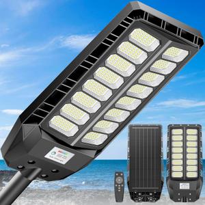 Solar Lights Outdoor 8000W, Solar Street Lights Outdoor IP67 Waterproof, 480 LED Security Flood Light 7000K Street Light 300000LM with Motion Sensor & Dusk to Dawn for Outside, Pathway&Yard