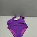 ANRABESS Women’ Two Piece Bikini Sets, High Waist Square Neck Swimsuits, Ribbed Textured Comfy Bathing Suits, Beach Swim Wear Dark Purple Medium