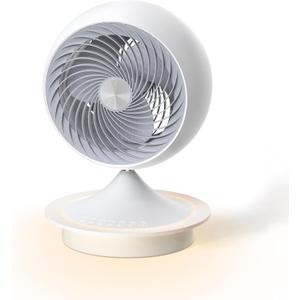13In Fans for Bedroom with Light, Table Air Circulator Fans, Desk Oscillating Fan for Whole Room, 70 Vertical and 100 Oscillating, 3 Speeds, 28dB Quiet, for Home,Office,Outdoor, Mini