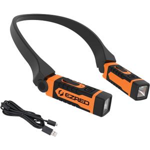 EZRED NK15-OR ANYWEAR - Luz de cuello recargable para iluminacin manos libres, naranja, luz perfecta para mecnicos, camping, caza, proyectos de bricolaje, lectura