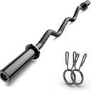 Olympic EZ Curl Barbell Bar 47", 2-Inch Curl Bar for Weight Lifting,Hip Thrusts,Squat,Biceps-Home Gym Weight Bar, Chrome Curling Bar for 2 Inch Weight Plates -2 Spring Collars(500lb Weight Capacity) (Black)