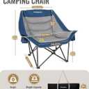 KingCamp Oversized XL Camping Chair, Heavy Duty 500lbs Folding Couch | Padded Large Comfortable Sofa Seat with Cooler Bag Cup Holder for Adults Outdoor Sports Fishing Patio Lawn, Blue/Grey