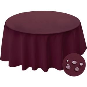 BYDOLL Table Cloth Round 60 Inch Tablecloth Fits Max50 Inch Diameter Top,Burgundy Washable Outdoor Winkle and Stain Resistant Spillproof Polyester Tablecloths for Round Tables Party Cover