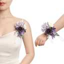 Ling's Moment 2pcs Prom Wrist/Shoulder Corsage Artificial Flower, Girl/Mother Homecoming/Wedding Corsage Wristlet Decor, etc. Purple Lavender Lilac
