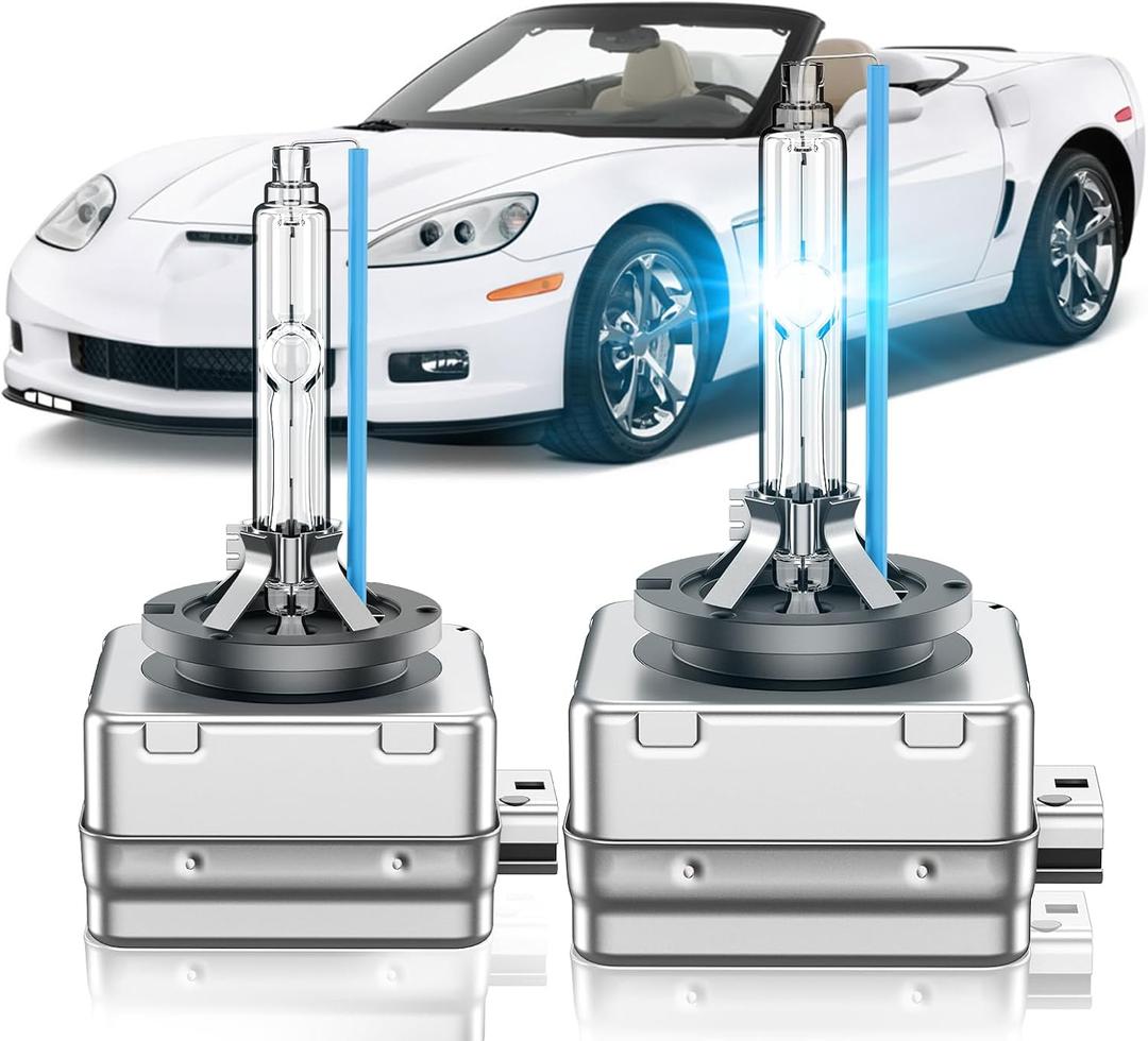 Fit for Chevrolet 2005-2013 Chevy Corvette Sport 2010-2013 Chevy Camaro D1S HID Xenon Headlight Bulbs, 350% Brightness, High Low Beam Light Bulb, 8000K White Blue, Plug and Play, Pack of 2