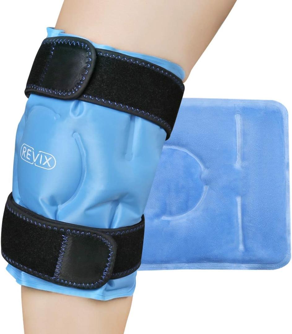 REVIX Ice Pack for Knee Pain Relief, Reusable Gel Ice Wrap for Leg Injuries, Swelling, Knee Replacement Surgery, Cold Compress Therapy for Arthritis, Meniscus Tear and ACL Blue, One Size
