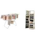 SONGMICS Clothes Drying Rack, 360° Swivel Jewelry Cabinet, ULLR52BU and UJJC006W01